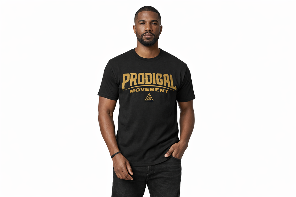 Prodigal Movement Tee — Retro Athletic Graphic Short Sleeve Shirt