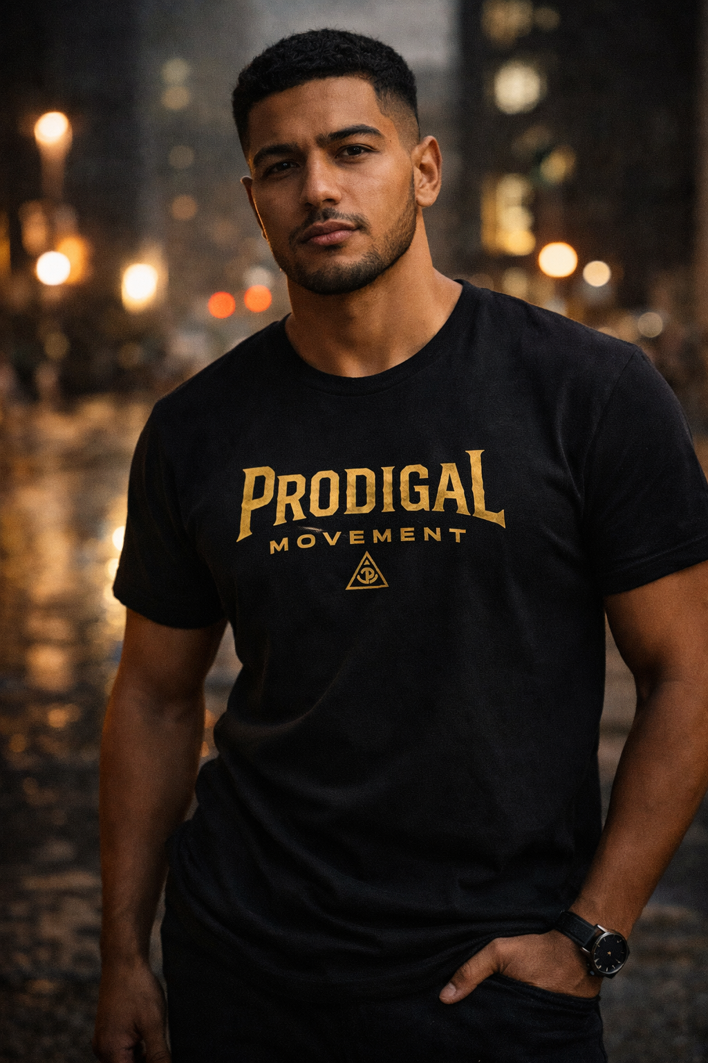 Prodigal Movement Tee — Retro Athletic Graphic Short Sleeve Shirt